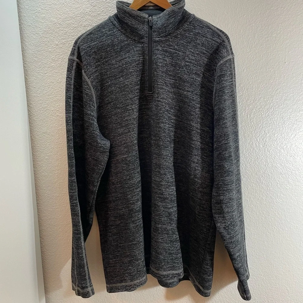 Eddie Bauer Men’s L Zip Neck Pullover Dark Grey Cotton.